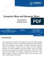 Geometric Mean and Harmonic Mean: Presented by Bidisha Sarkar