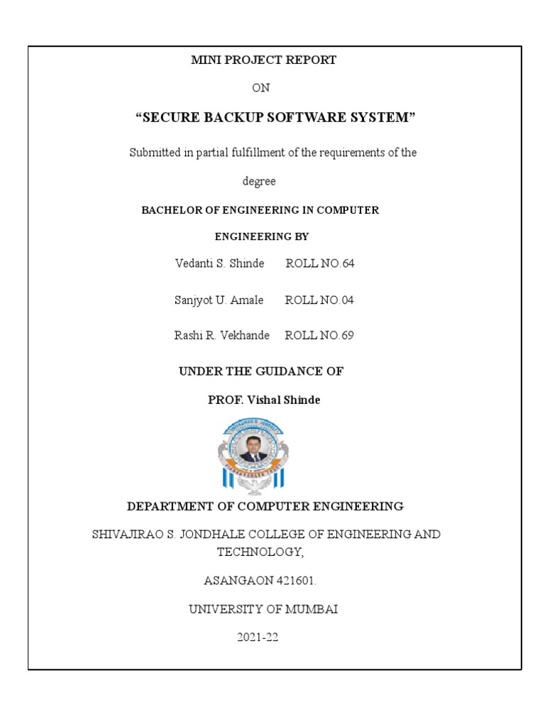 Secure Backup Software System Report | PDF | Computers | Technology ...