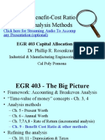Chapter 9 - Benefit-Cost Ratio and Other Analysis Methods: EGR 403 Capital Allocation Theory