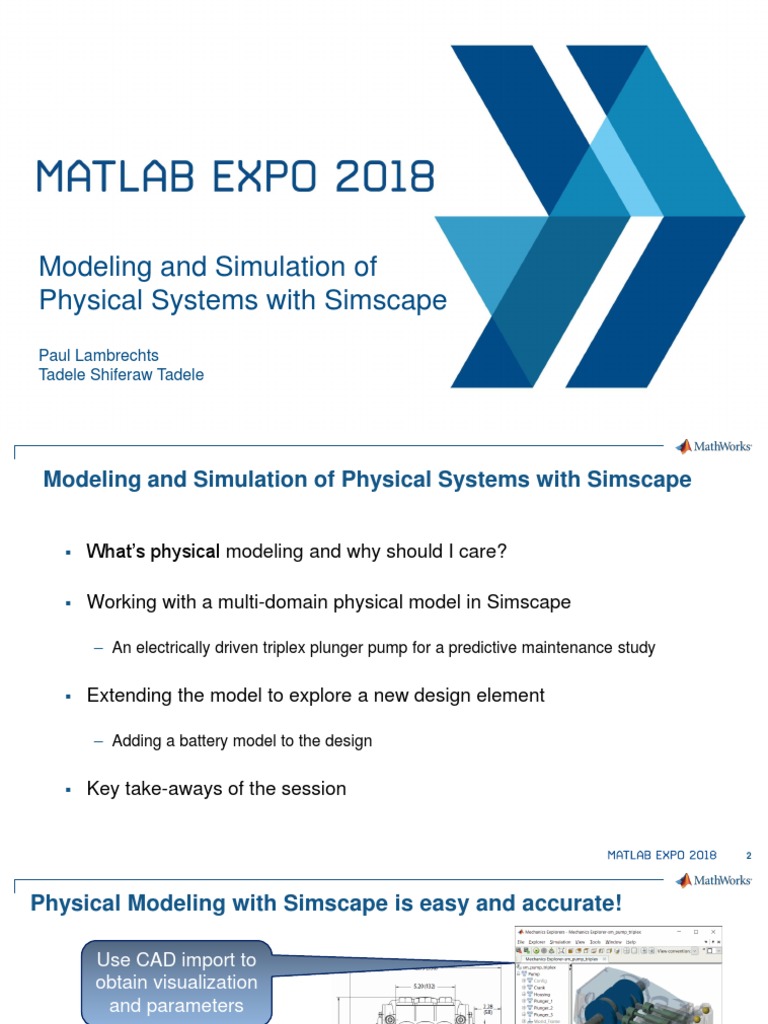 Modeling and Simulation of Physical Systems With Simscape PDF Pump Matlab
