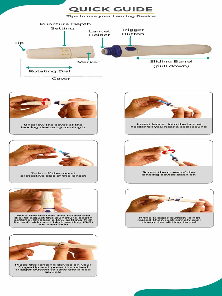 Quick Guide Puncture Depth Setting Lancet Holder Trigger Button PDF