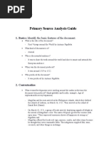 Primary Source Analysis Guide: 1. Basics: Identify The Basic Features of The Document