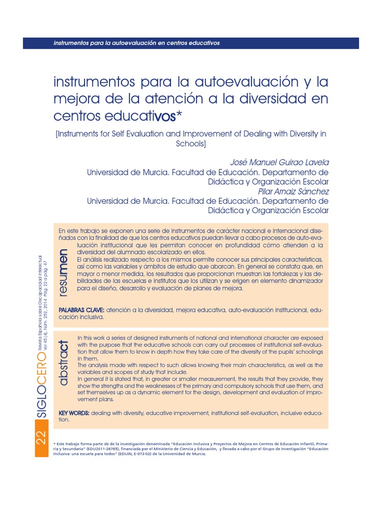 Instrumentos para la Autoevaluación Educativa | PDF | Inclusión ...