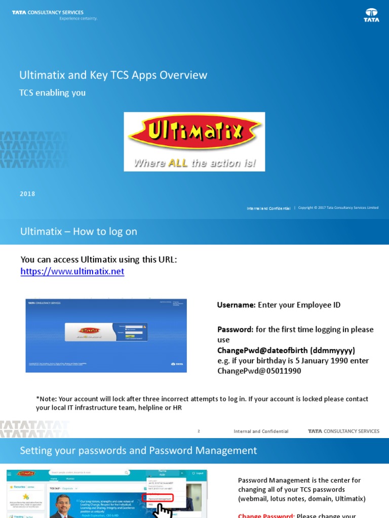 Ultimatix and Key TCS Apps Overview PDF Mobile App Password