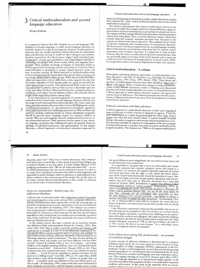 Critical Multiculturalism in Language Education | PDF | English As A ...