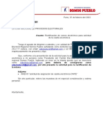 Rectificación de correo electrónico para solicitud de casilla ONPE