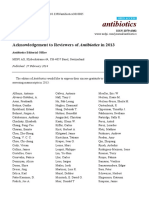 Antibiotics: Acknowledgement To Reviewers of Antibiotics in 2013