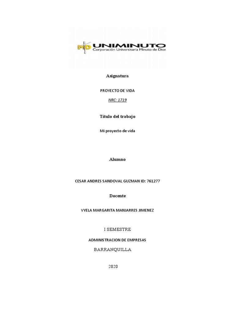Mi Proyecto de Vida | PDF | Crecimiento personal y profesional ...