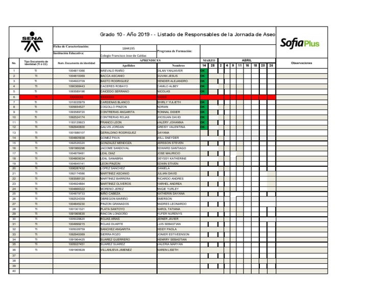 2 Listado Aprendices de La IE - Verificacion - Registro - Sofia - Plus ...