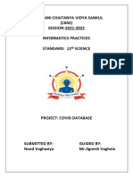 P.P.Savani Chaitanya Vidya Sankul (CBSE) SESSION-2021-2022 Informatics Practices Standard: 12 Science