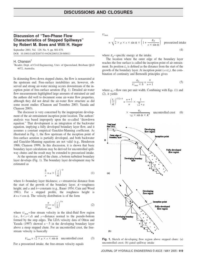 Discussion of Two-Phase Flow Characteristics of Stepped Spillways | PDF ...