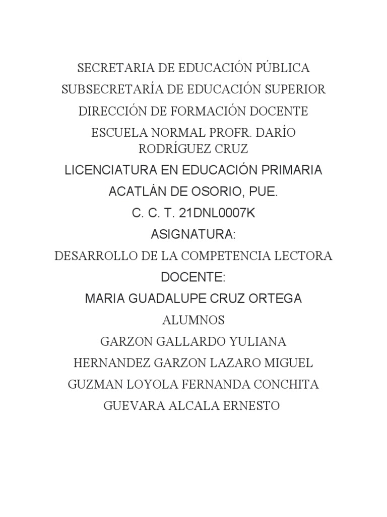 Desarrollo de la Competencia Lectora | PDF | Educación primaria ...