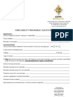 CRM Public Liability General Questionnaire