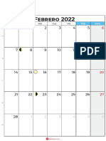 Calendario 2022 Febrero Chile