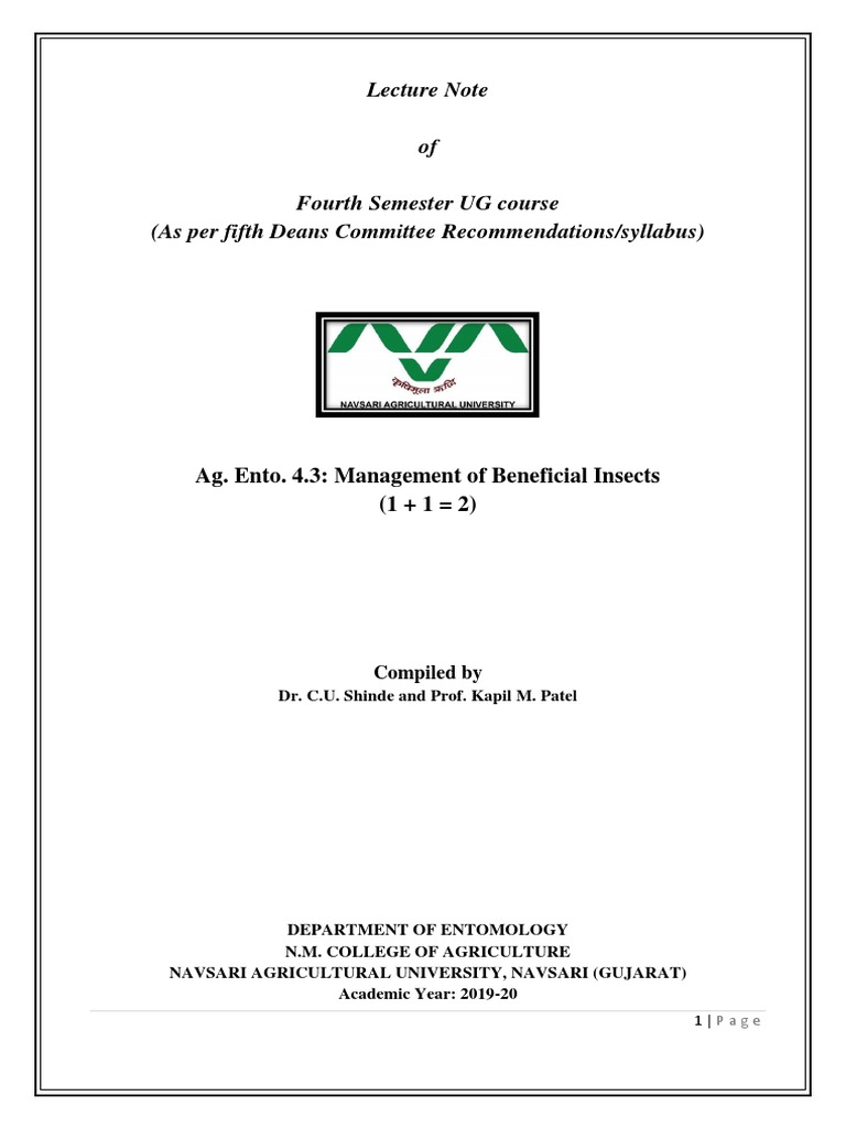 AgEnto4.3Lecturenote | PDF | Honey Bee | Beekeeping