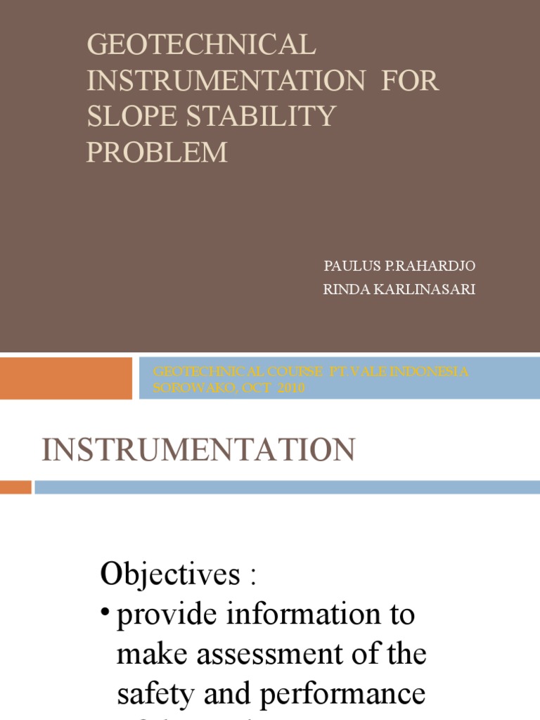 Geotechnical Instrumentation for Slope Stability | PDF | Geotechnical ...