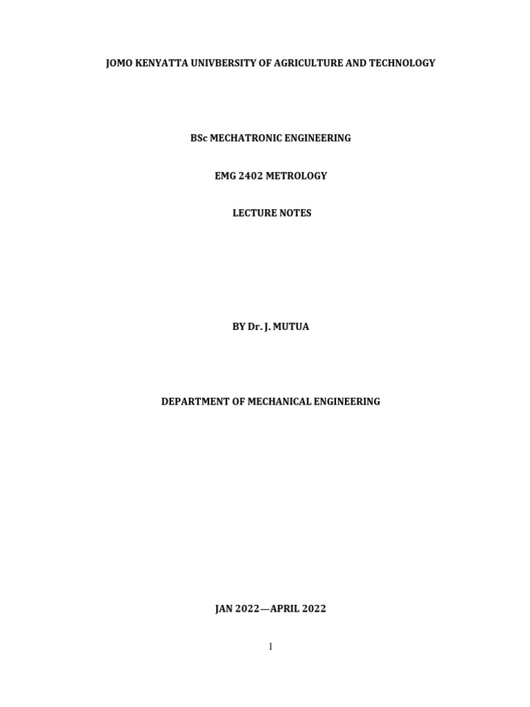 EMG 2402 Metrology - Notes 2022 Lecture 4 11022022 | PDF | Angle ...