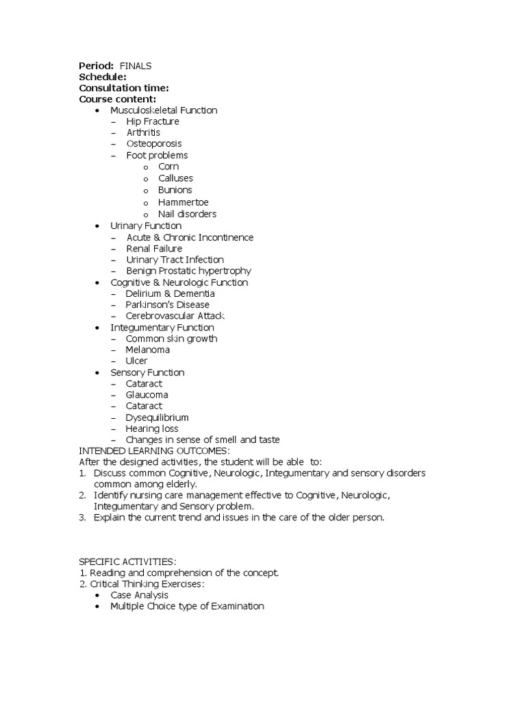 Nursing Care for Older Adults' Health | PDF | Urinary Tract Infection ...