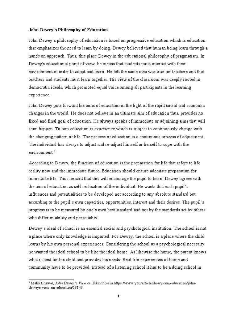 Dewey's Pragmatic Approach to Education | PDF | John Dewey | Philosophy ...