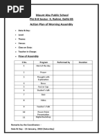 Mount Abu Public School PKT B-8 Sector - 5, Rohini, Delhi-85 Action Plan of Morning Assembly