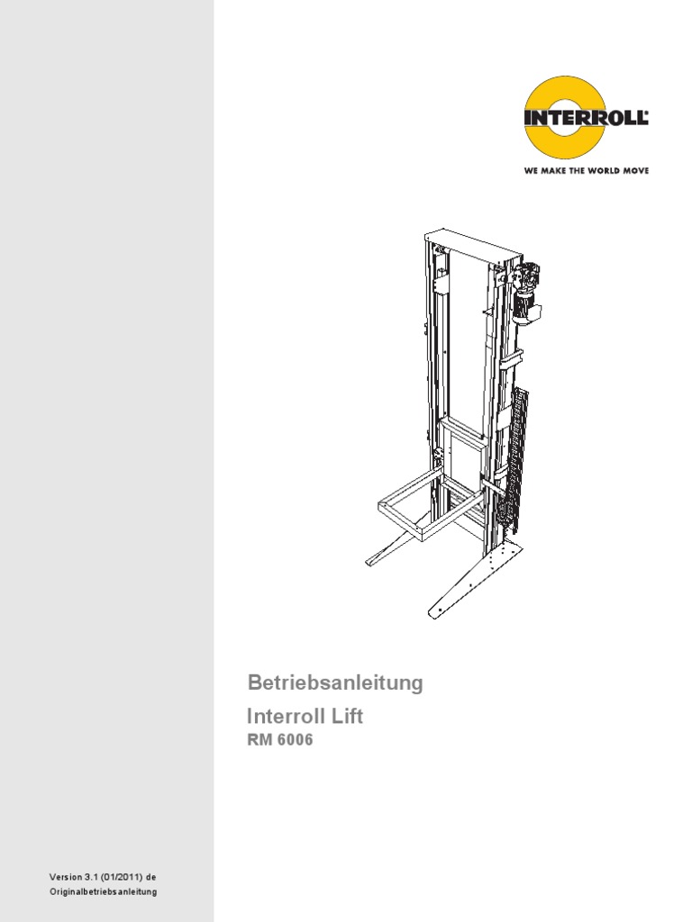 6006 Interroll Lift DE T.Nr.41483 V3.1 | PDF