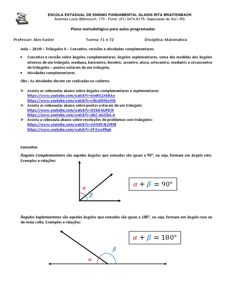 Matemática 28 09 Triângulos Ii 7 Ano Pdf Triângulo