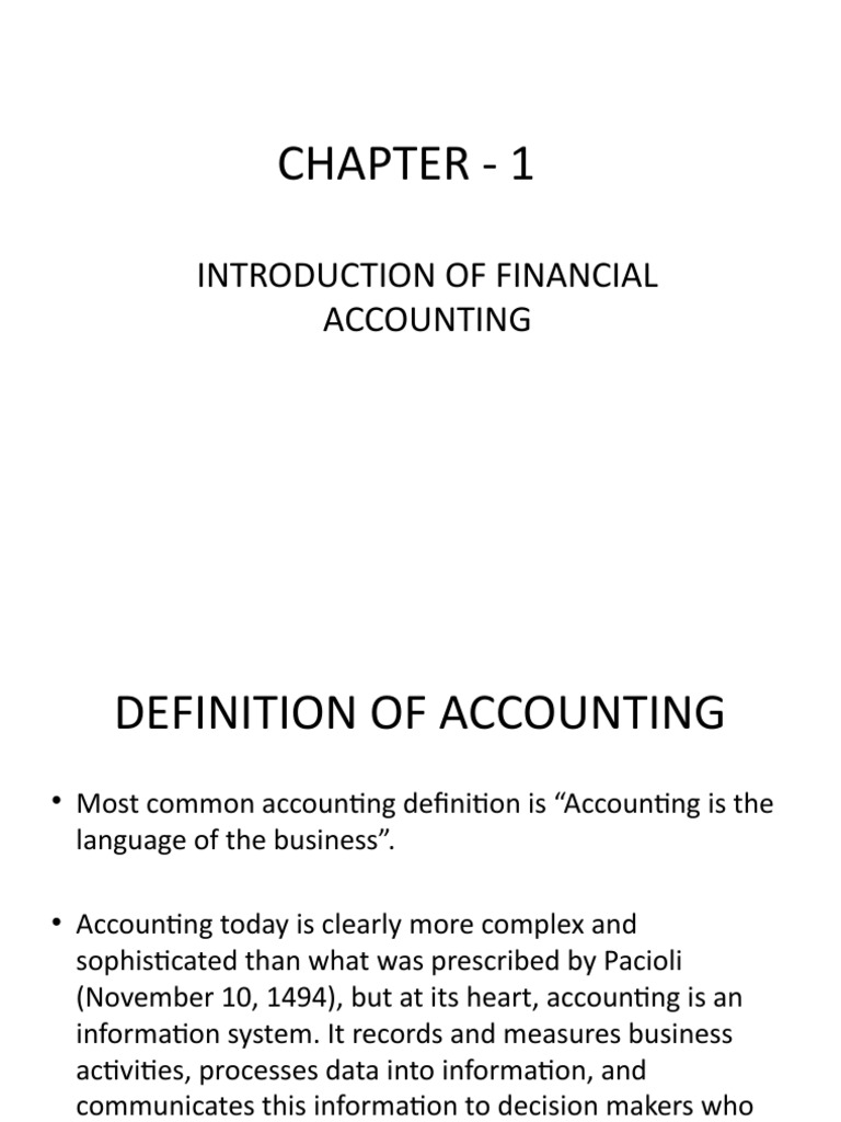 Chapter 1 Introduction of Financial Accounting PDF Accounting