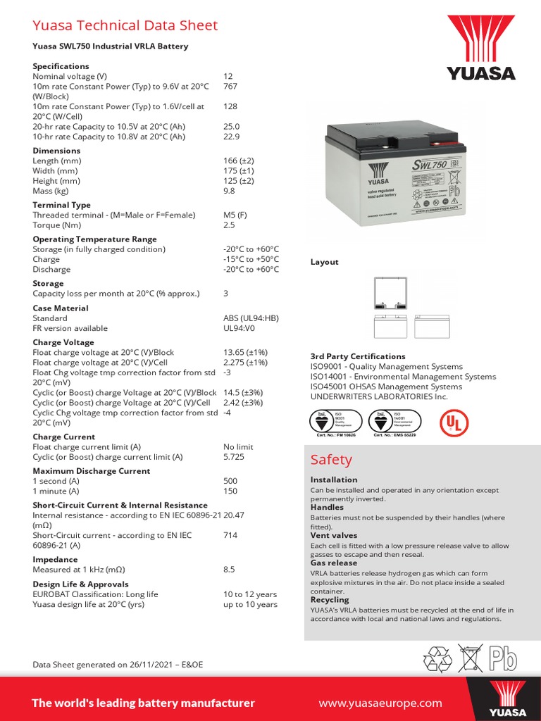 SWL750 Datasheet | PDF | Physical Quantities | Electricity