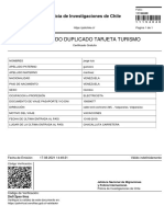 Certificado Duplicado Tarjeta Turismo: Policía de Investigaciones de Chile