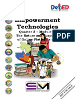 Empowerment Technologies: Quarter 2 - Module 1: The Nature and Purposes of Online Platforms and Applications