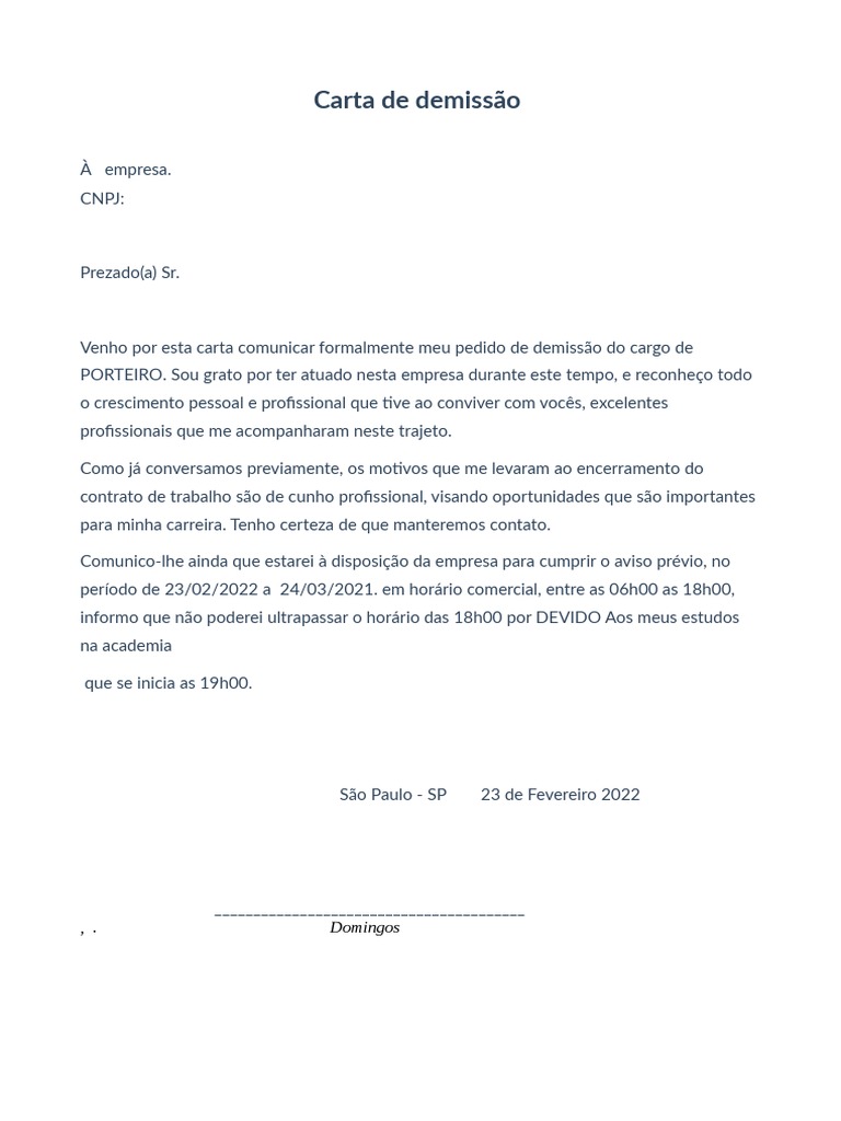 Carta de Demissão PDF