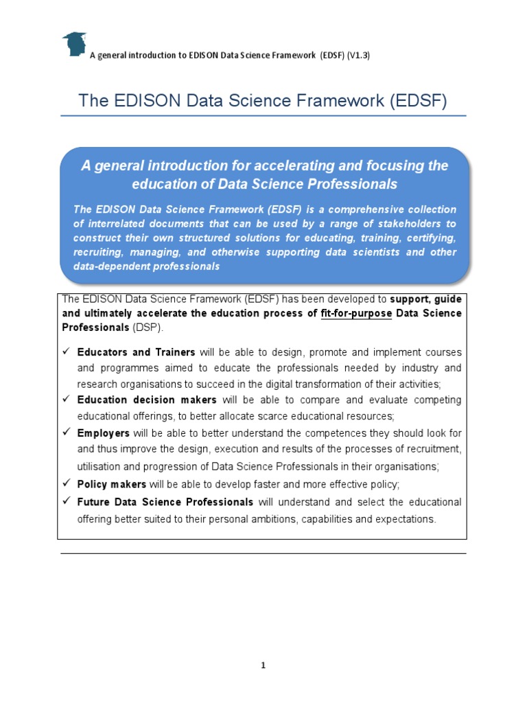 Introduction to EDISON Data Science Framework | PDF | Curriculum | Science