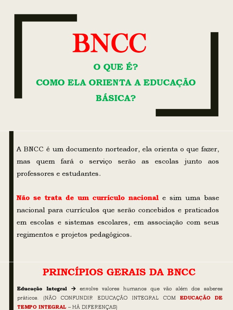 A estrutura e os princípios da Base Nacional Comum Curricular (BNCC ...