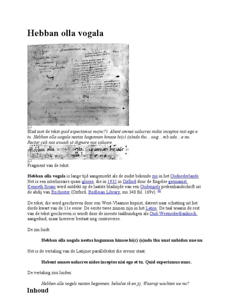 Hebban Olla Vogala PDF