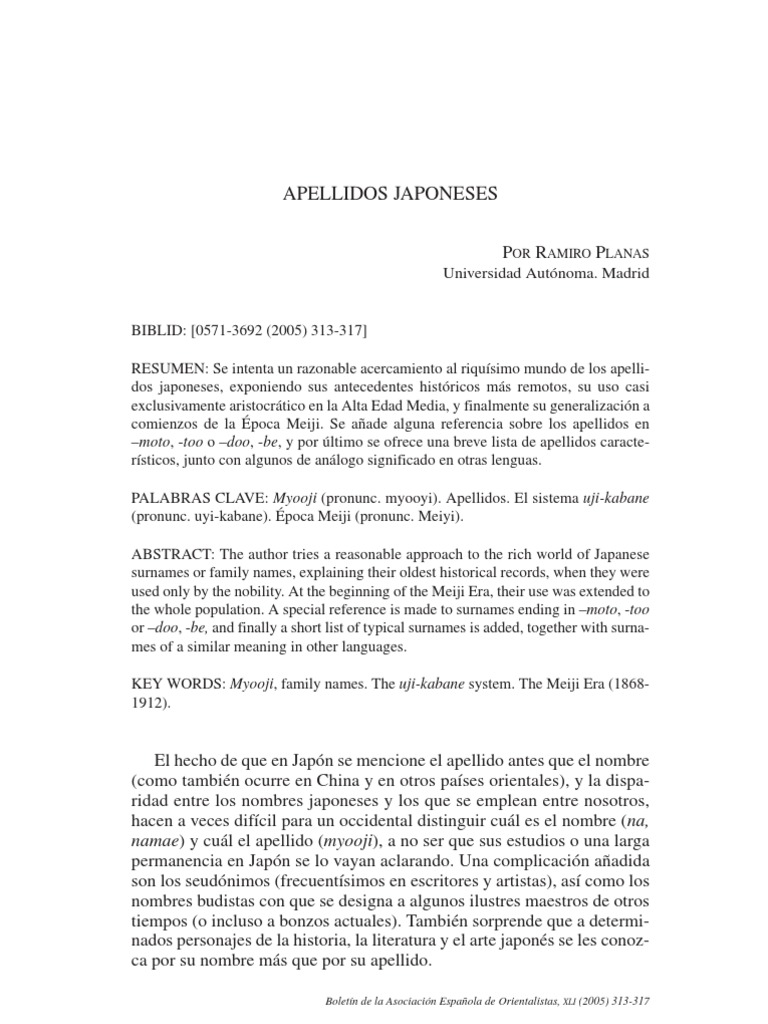 Apellidos japoneses: historia y significado | PDF | Samurai | Apellido