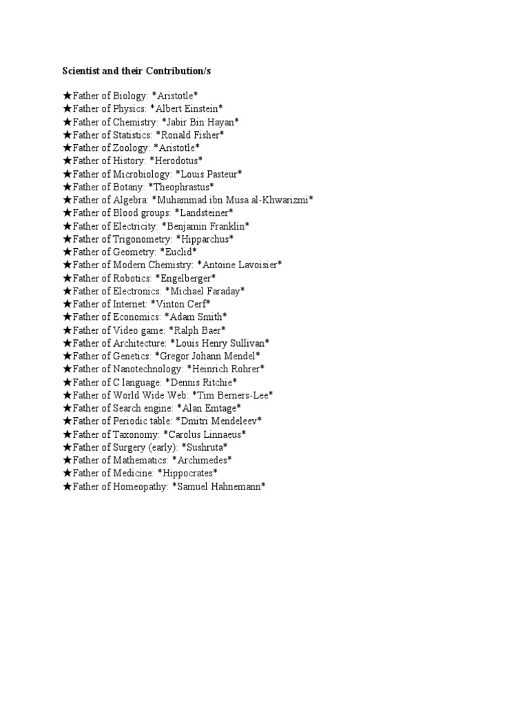 Scientist and Their Contribution | PDF | History