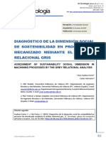 Diagnóstico de La Dimensión Social de Sostenibilidad en Procesos de Mecanizado Mediante El Análisis Relacional Gris