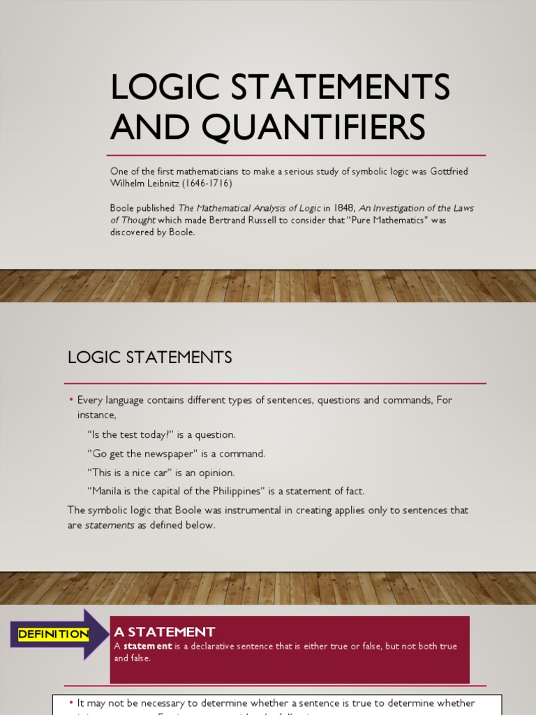 Logic Statements and Quantifiers | Download Free PDF | Mathematical ...