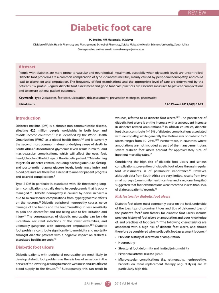 Diabetic Foot Care PDF Diabetes Wound