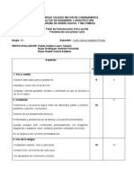 Rúbrica Sustentación Primer Corte Comunicación Oral y Escrita 2022-1