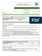 Learning Worksheet No. In: 13 Organization and Management