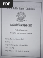 D.A.V. Public School, Dudhichua: Project Report On Hospital Management System