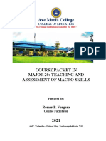 Ave Maria College: Course Packet in Major 20: Teaching and Assessment of Macro Skills