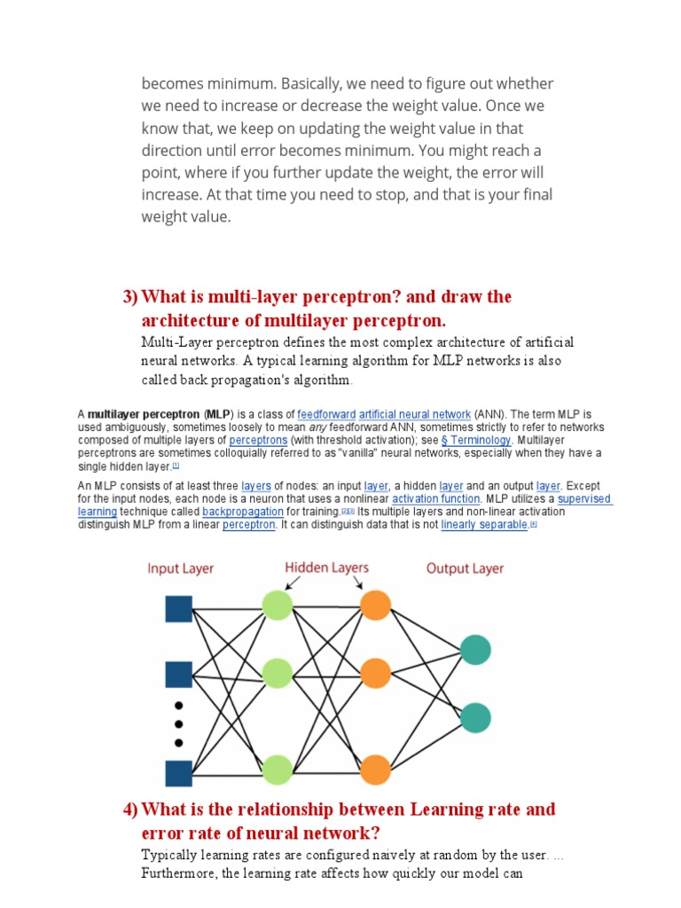 Multilayer Perceptron Architecture Overview | PDF