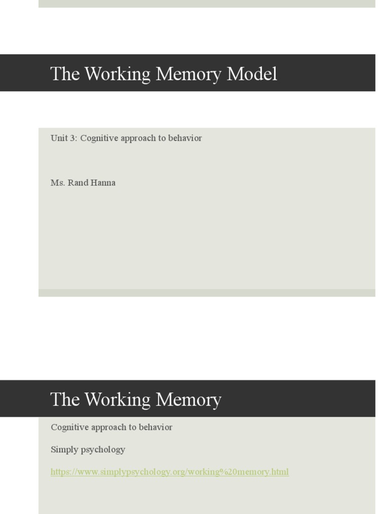 The Working Memory Model | Download Free PDF | Working Memory | Memory ...