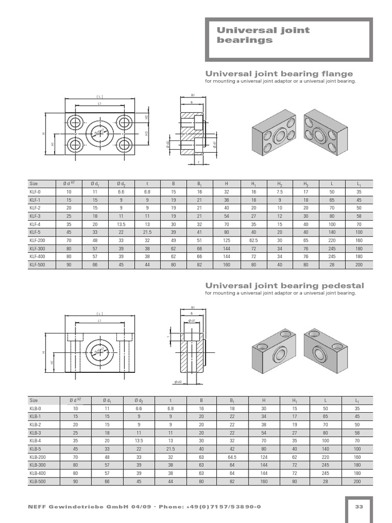 Universal Joint Bearings Specifications | PDF