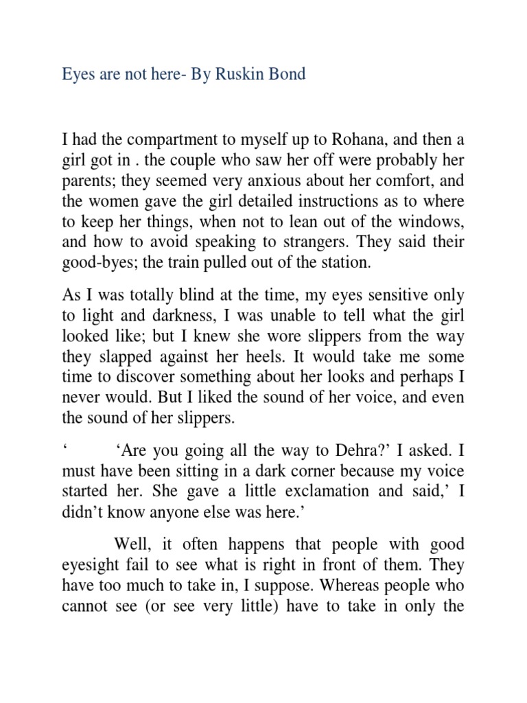Eyes Are Not Here by Ruskin Bond PDF Laughter
