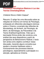 Cinema e Psicologia Processos Psicologicos Basicos a Luz Das Teorias Cinematograficas Cristiane Nova e Helen Copque Resumo o Artigo Faz Uma Discussao Sobre as Relacoes Do Cinema Com Temas Da Psicologia Embasada Em