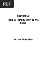 Topic 2: Introduction To MS Excel