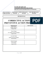 Corrective Action and Preventive Action Procedure: Revital Healthcare (Epz) Ltd. Standard Operating Procedure